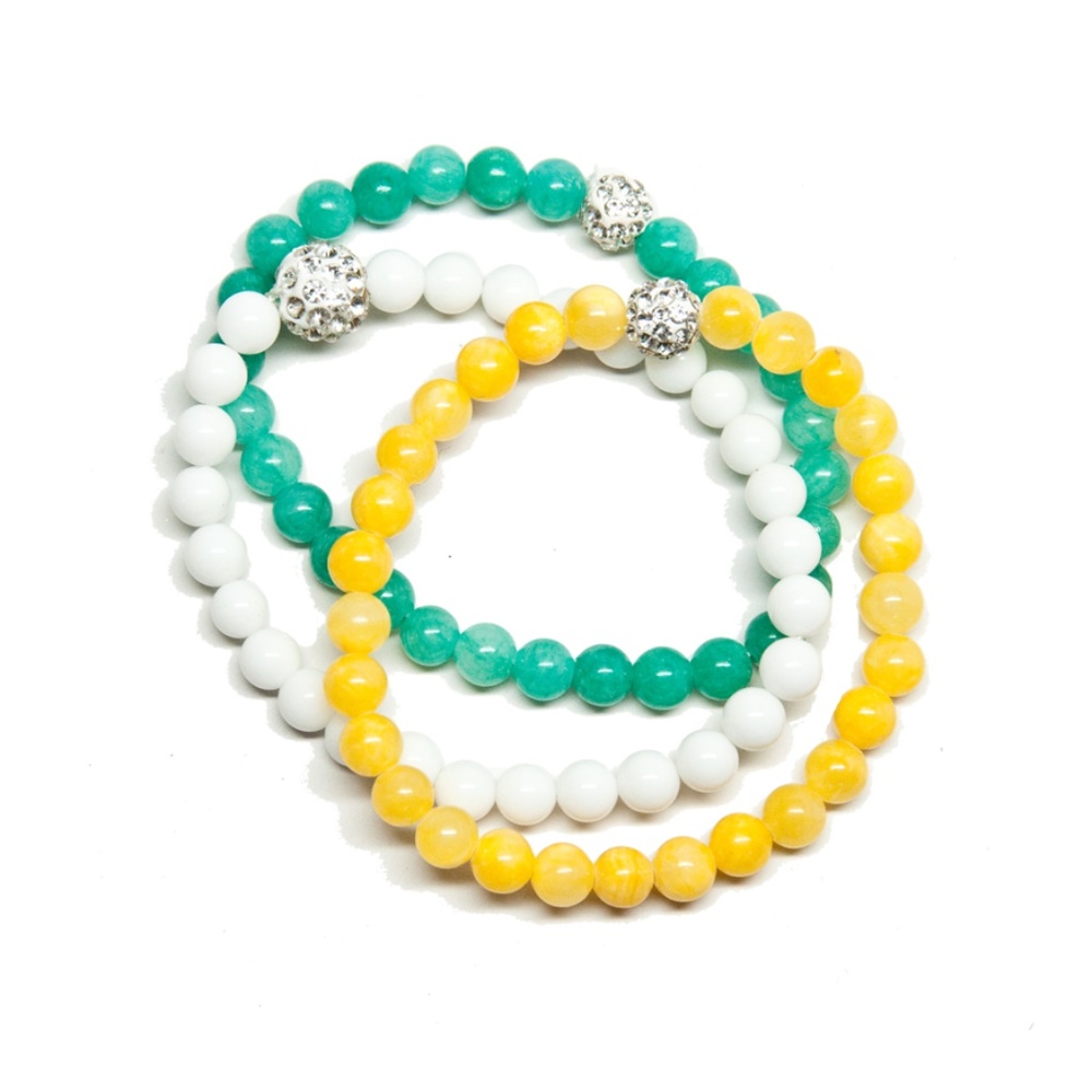 Turquoise, Yellow and White Bead Bracelet Set
